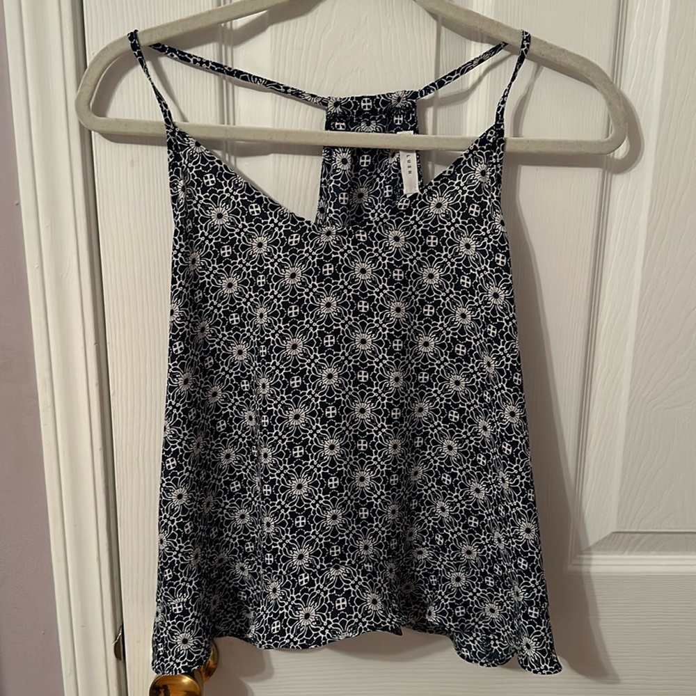 Lush: blue and white floral tank top